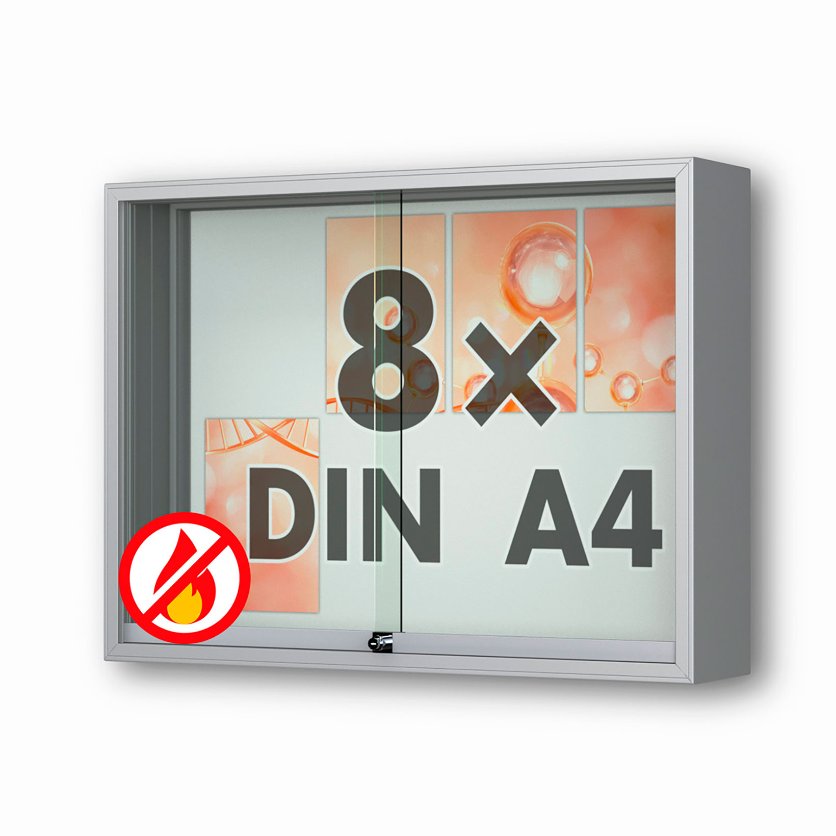 8 x DIN A4 Schaukasten Fortis mit Schiebetüren - 210 mm Bautiefe 8 x DIN A4 Schaukasten Fortis mit Schiebetüren - 210 mm Bautiefe