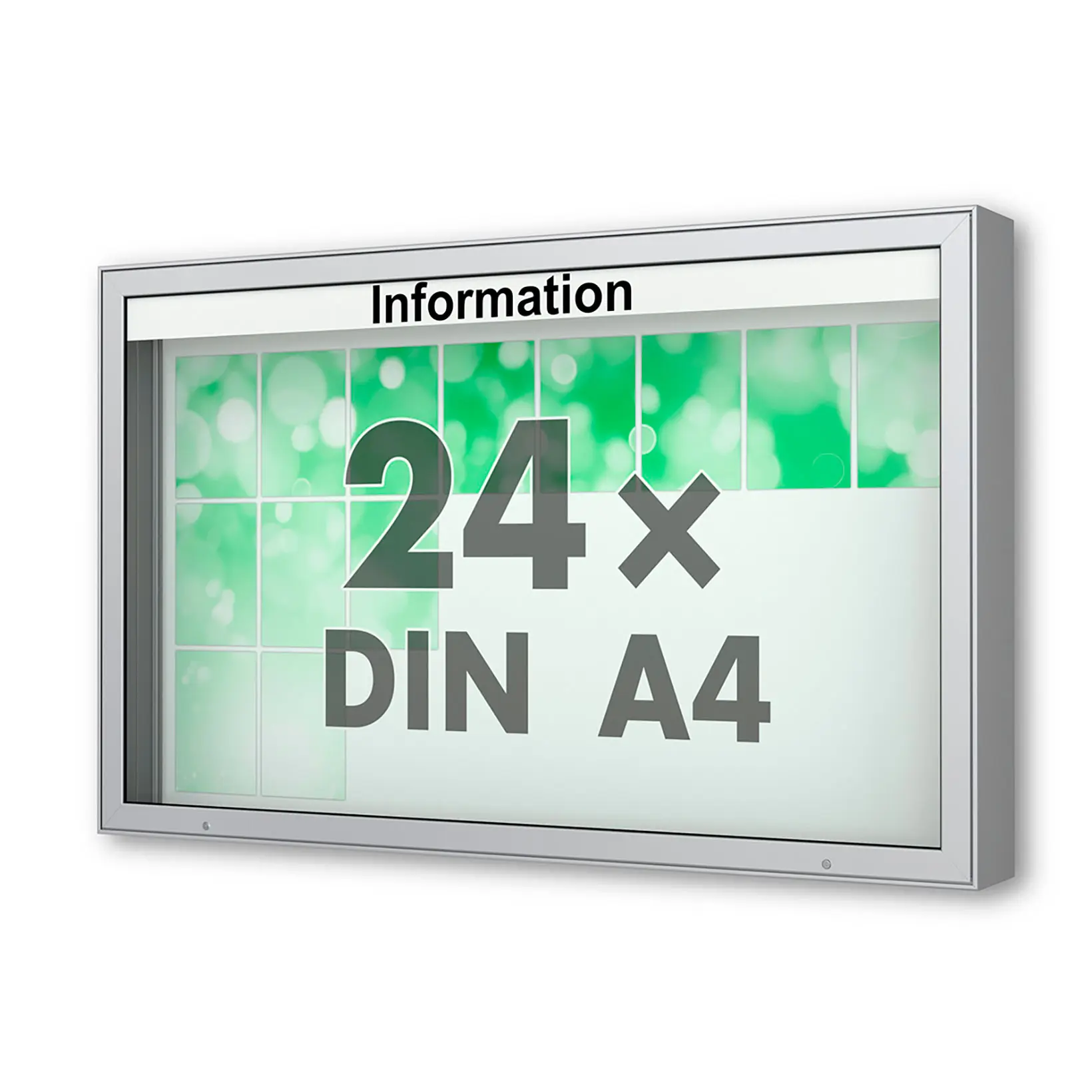 24 x DIN A4 Schaukasten Plenum eckig - der "Klassiker" - 210mm Bautiefe - Wandschaukasten mit optionaler LED-Beleuchtung